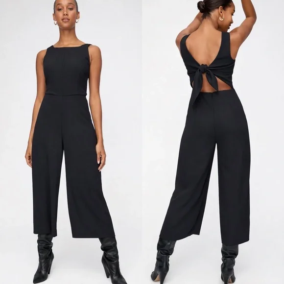 ARITZIA | Wilfred Écoulement Tie Back Sleeveless Jumpsuit in Black, Size 2 - Picture 4 of 15